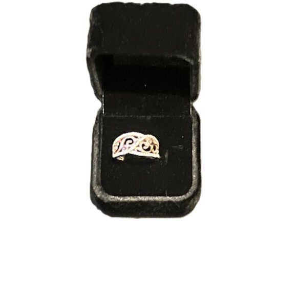 Sterling Silver Vines Two-tone Rose Gold Plated CZ Ring - Picture 2 of 2